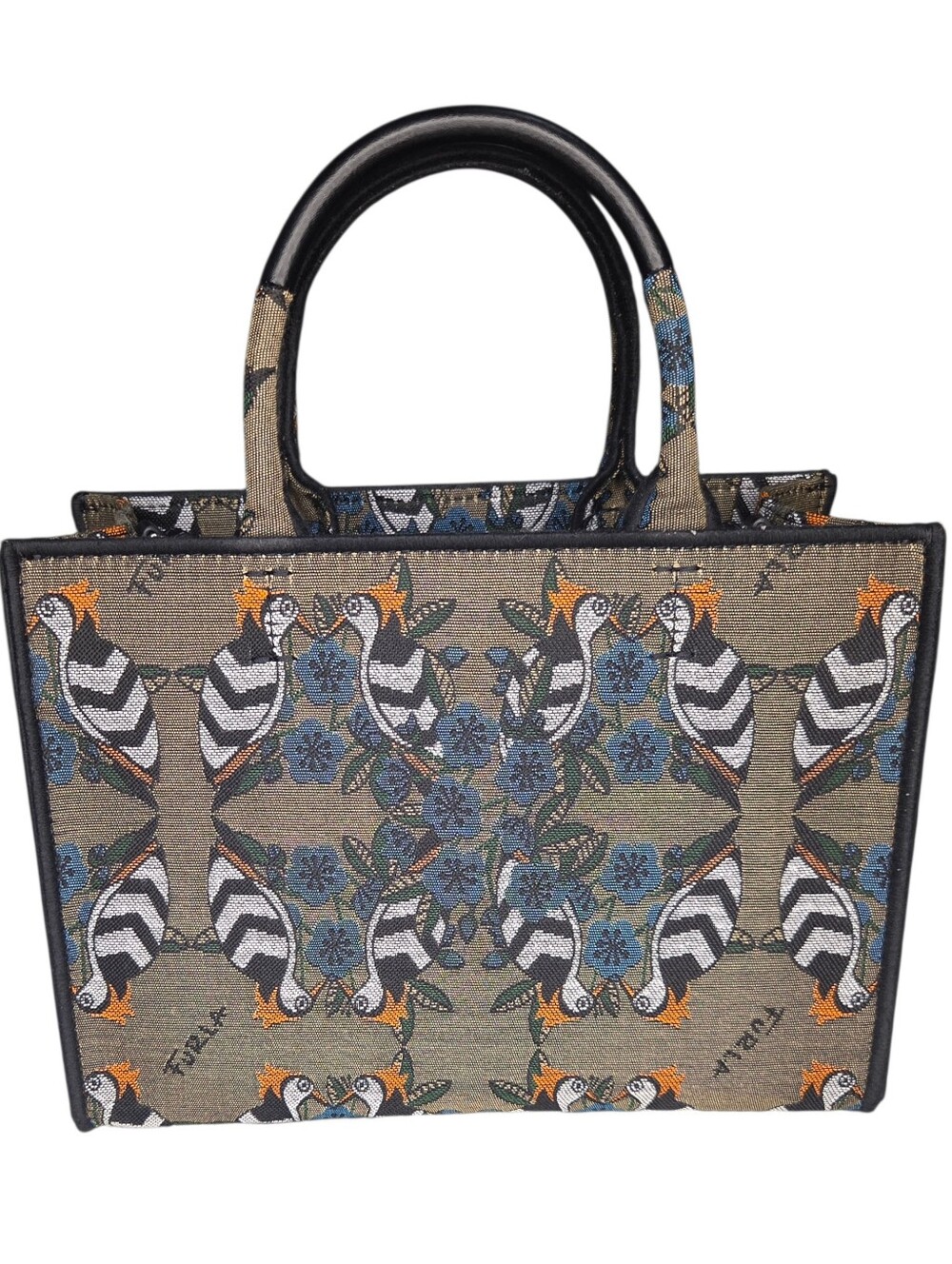 FURLA Opportunity - Beige Black Multi Jacquard Tote Bag